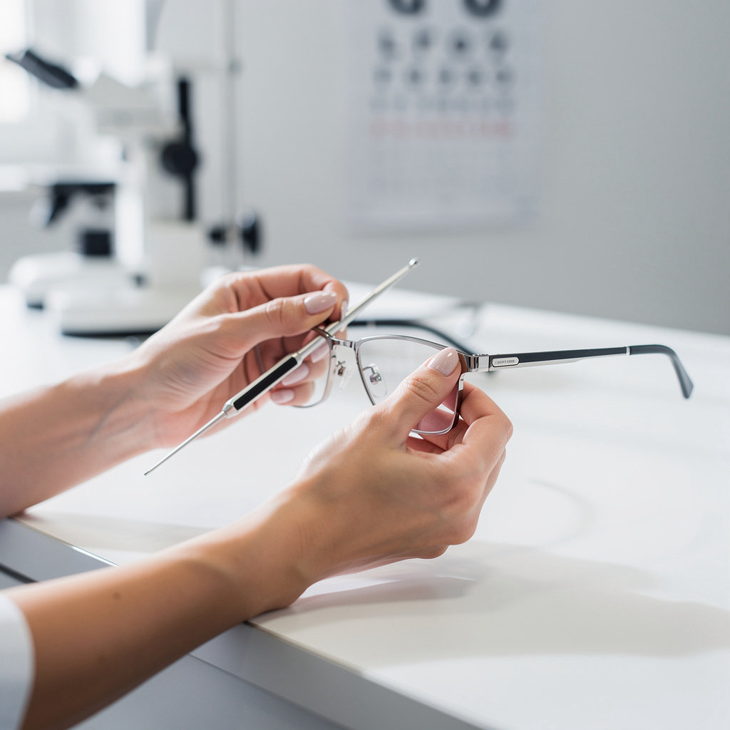 Eye Care Plus optometrist and patient discussing eyeglass options in a friendly, professional San Diego clinic